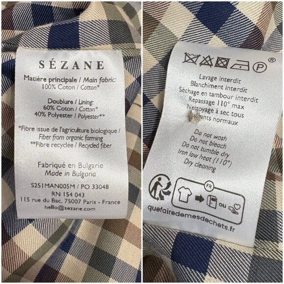 Sezane Carter Jacket size 46 14 XL XXL light beige short trench coat Parisian - Picture 11 of 11